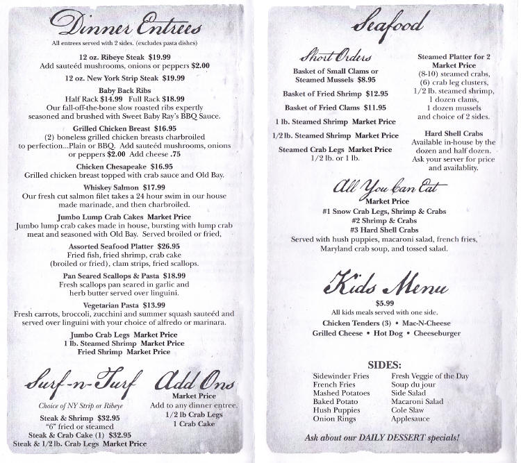 The Furnace Grill & Crab House Menu